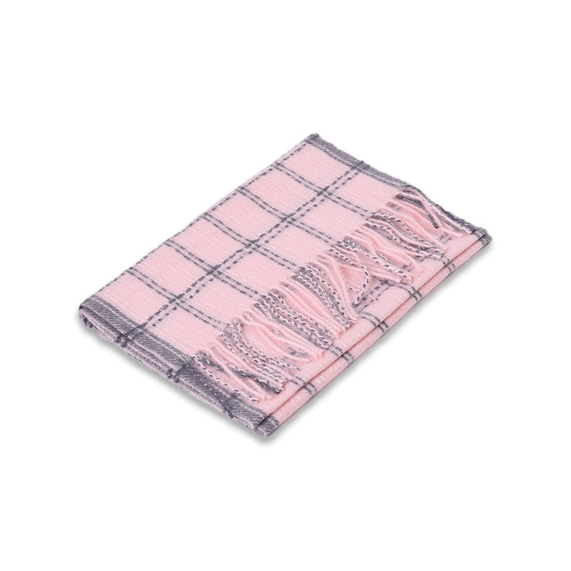 Kid'S Sweet Lattice Tassel Scarf