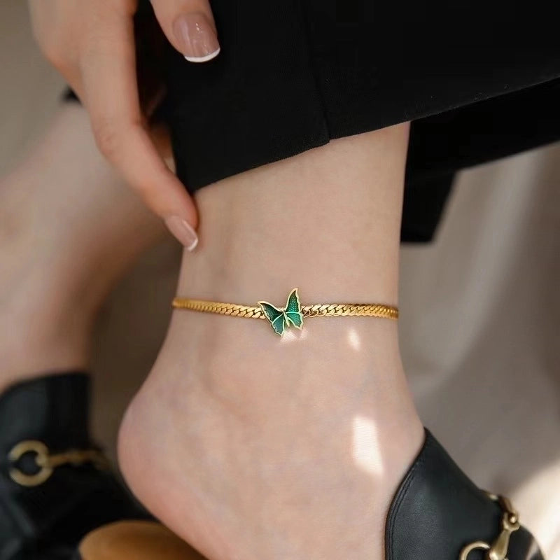 Retro Butterfly 304 Stainless Steel 18K Gold Plated Acrylic Stainless Steel Bracelets In Bulk