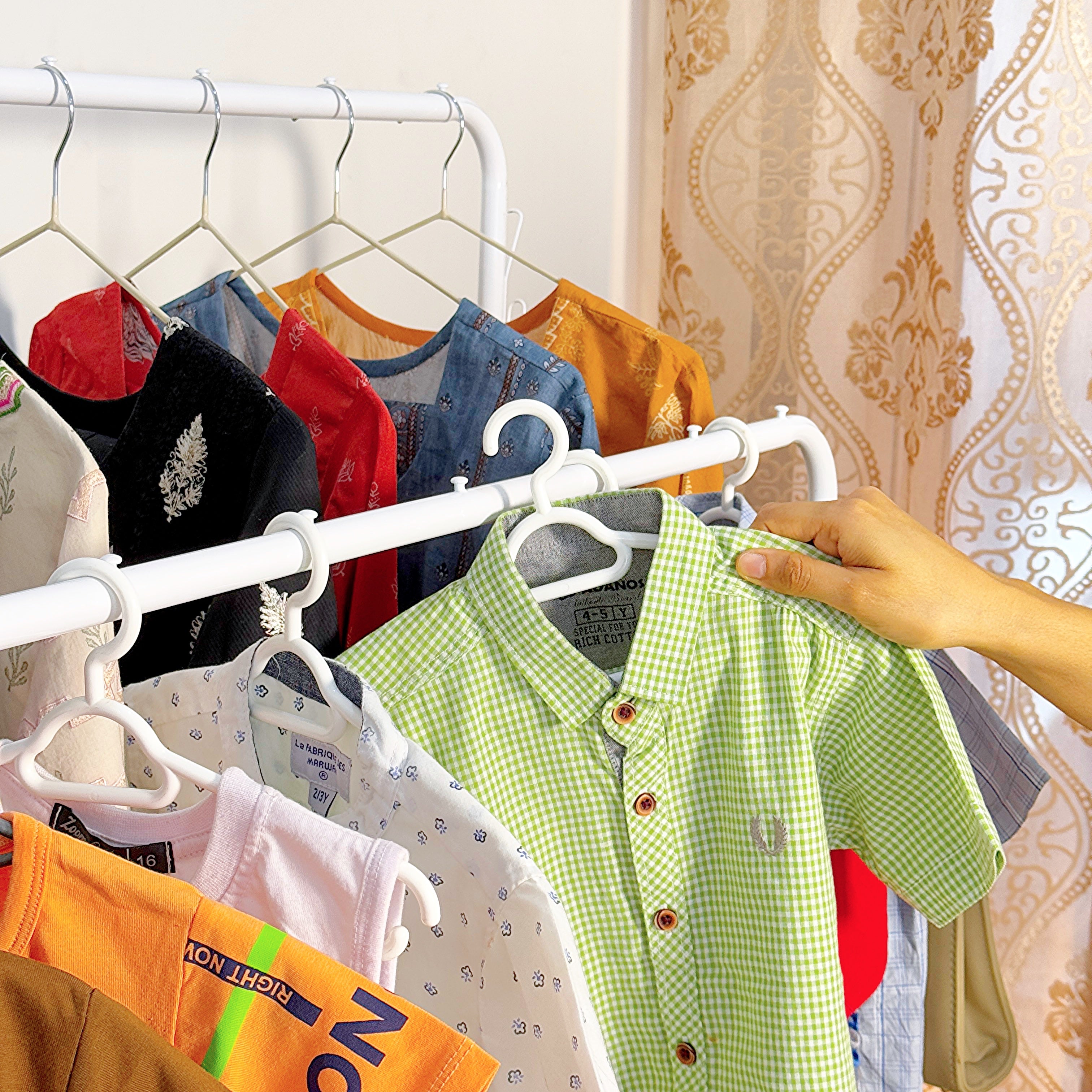 Dual Pole Metal Clothes Stand by Matrix (C) – With Dual Shoe Tiers & Side Hooks