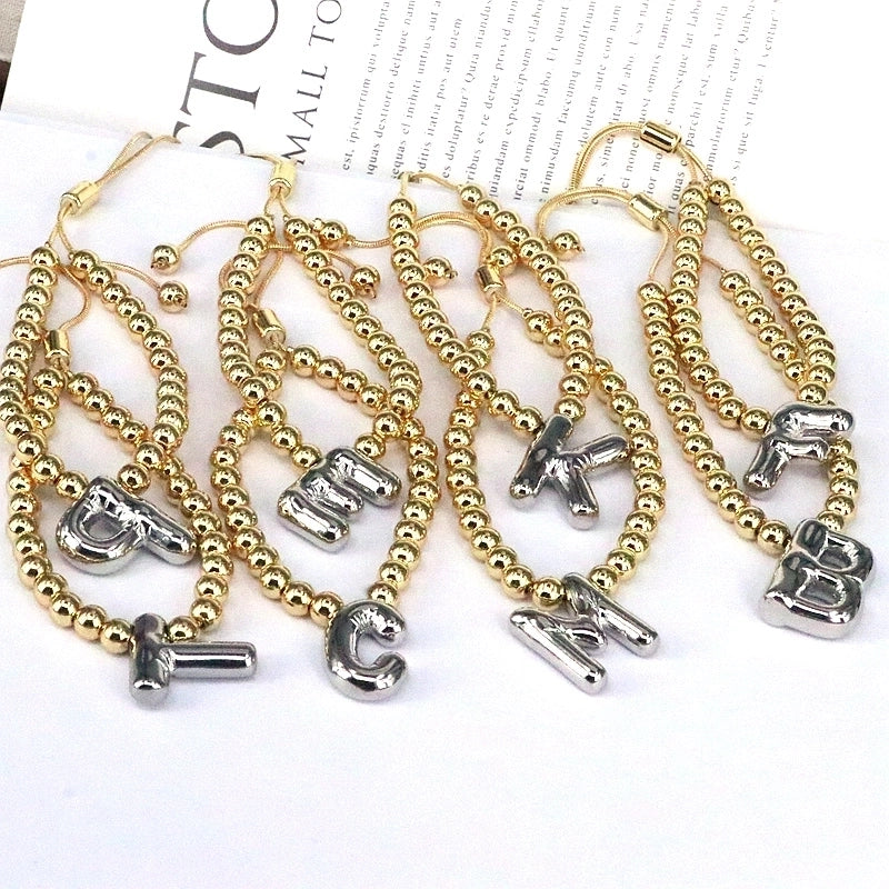 Copper Gold Plated Vintage Style Minimalist Plating Letter Bracelets