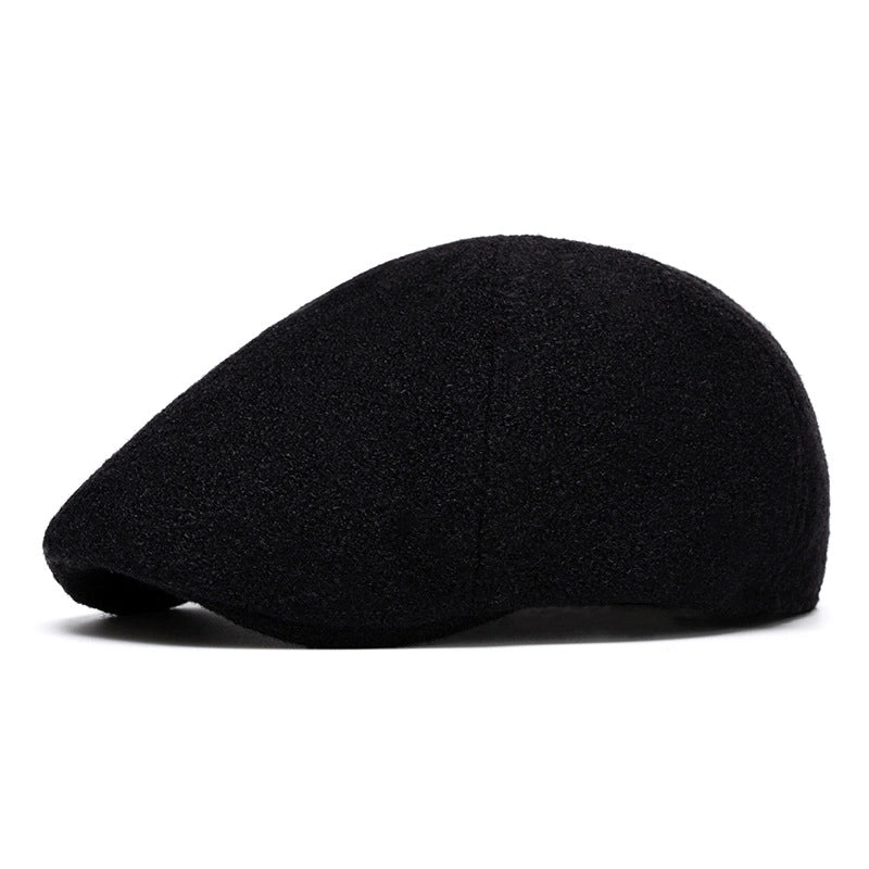 Unisex Retro British Style Solid Color Curved Eaves Beret Hat