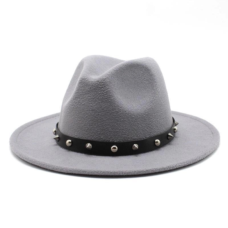 New Decorative Big Brim Jazz Hat  Personalized Top Hat Autumn And Winter Woolen Hat Western Cowboy Hat