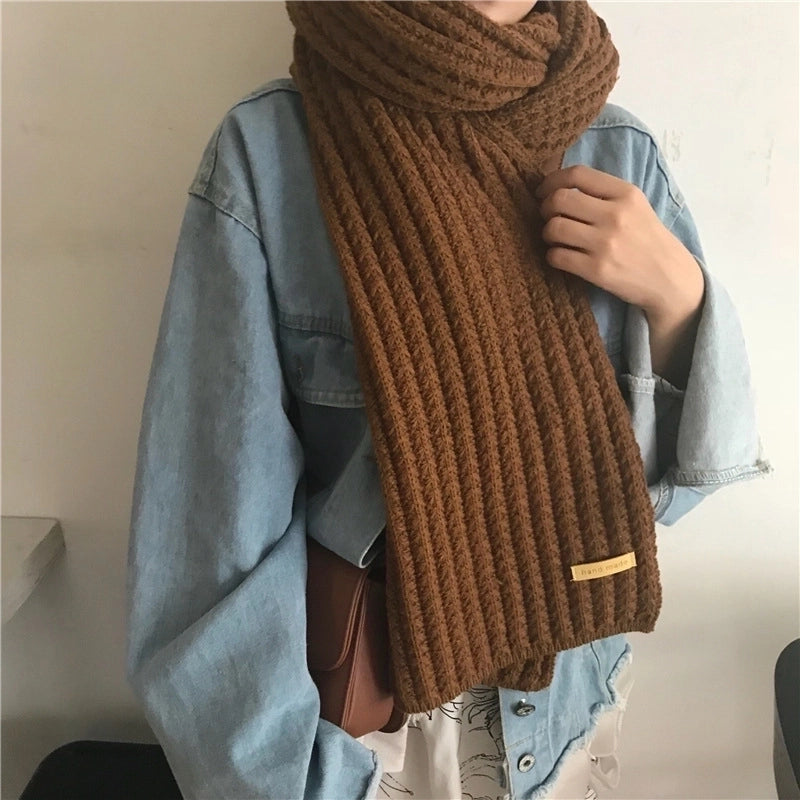 Women's Japanese Style Sweet Solid Color Yarn Scarf