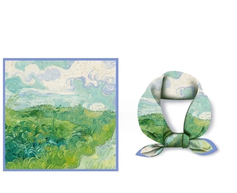 Women's Elegant Oil Painting Polyester Silk Scarf