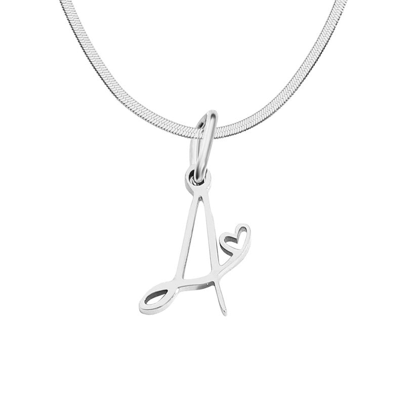 Stainless Steel Titanium Steel 14K Gold Plated Minimalist Plating Letter Heart Shape Pendant Necklace