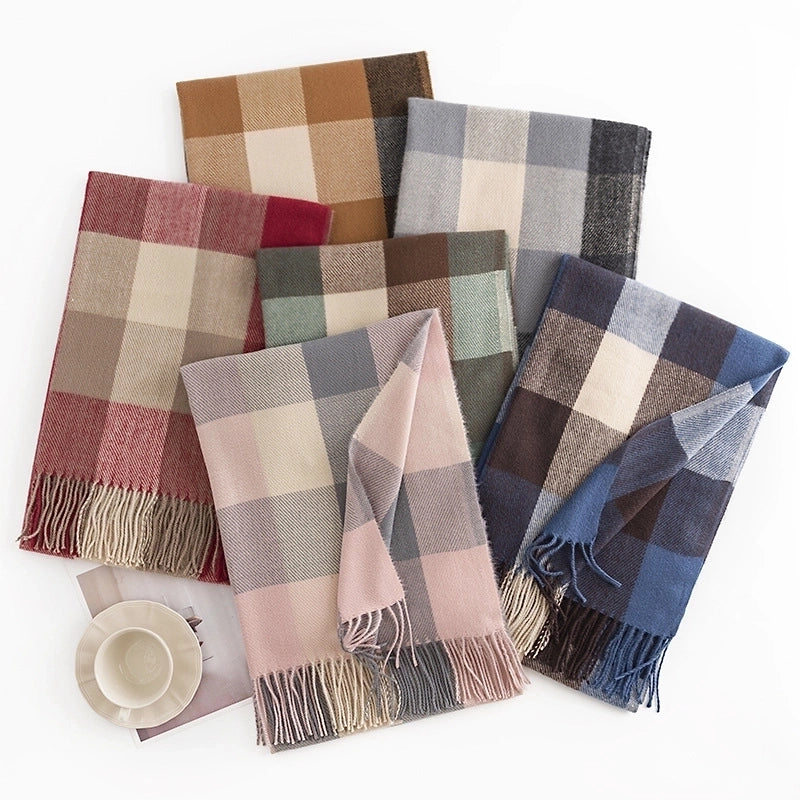 Unisex Casual Lattice Imitation Cashmere Scarf