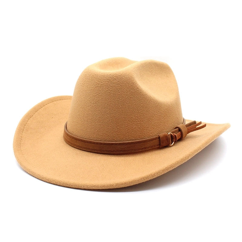 One-word Top Denim Top Hat Brim Felt Hat Men And Women Outdoor Western Denim Top Hat Woolen Jazz Hat