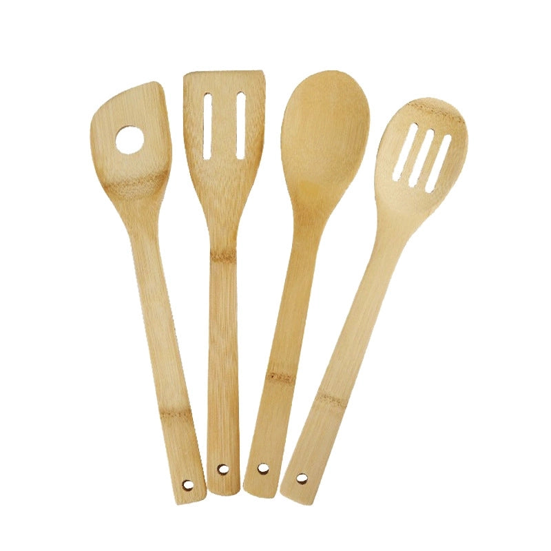 Long Handle Bamboo Spatula Bamboo Cooking Kitchenware Bamboo Spoon Kitchen Frying Spatula High Temperature Resistant Bamboo Colander Non-stick Spatula Set