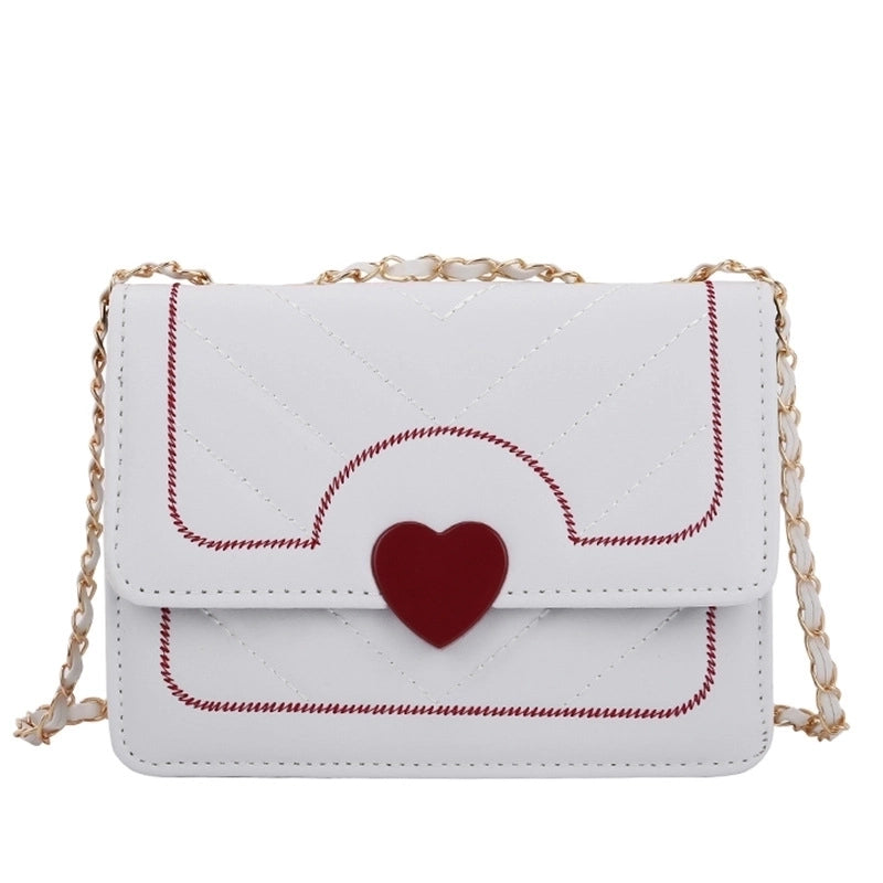 Women's Small Pu Leather Color Block Classic Style Magnetic Buckle Square Bag