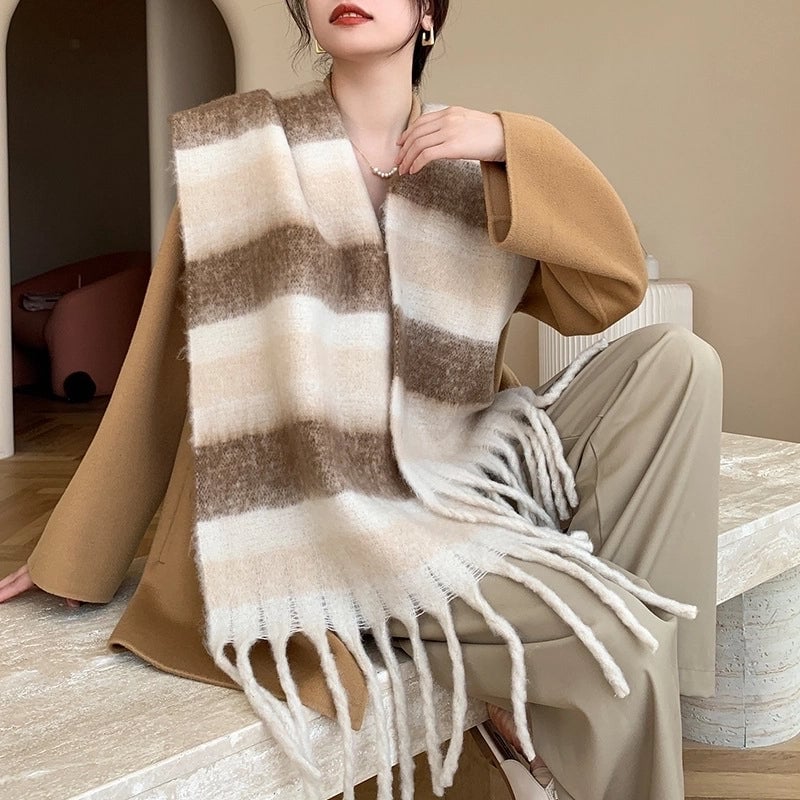 Autumn And Winter New AC Scarf Plaid Fashion Contrast Color Matching Imitation Cashmere Scarf Shawl Scarf Western Style