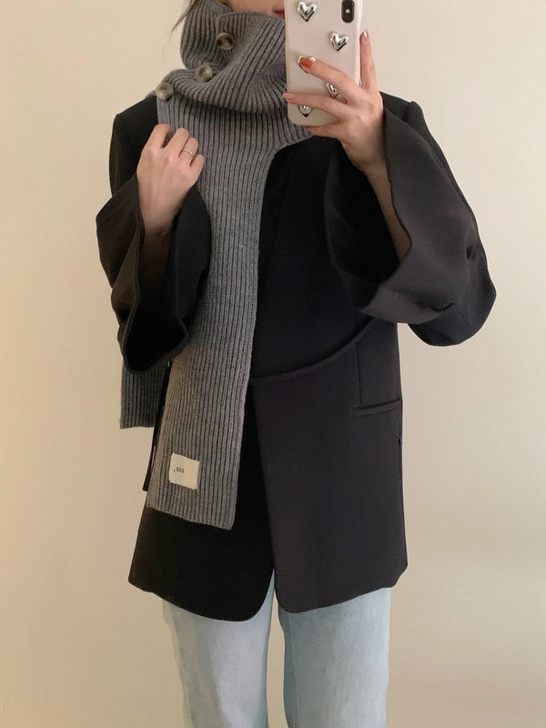 Women's Scarf Winter New Fashion Outer Pullover Scarf Women's Solid Color Collar Wool Knitted Shawl