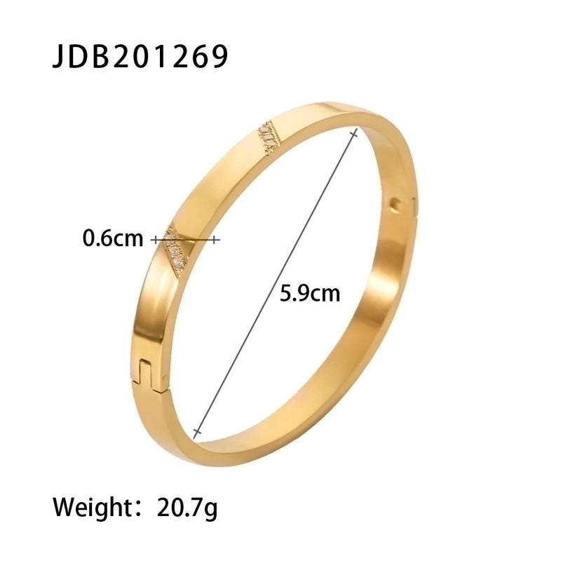 Minimalist Geometric Stainless Steel Zircon Bangle In Bulk