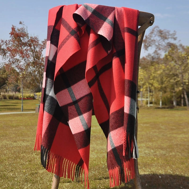 Plaid Scarf Women's British Classic Cashmere Autumn And Winter Thickened Warm  Dual-Use Scarf  Trendy Large Shawl