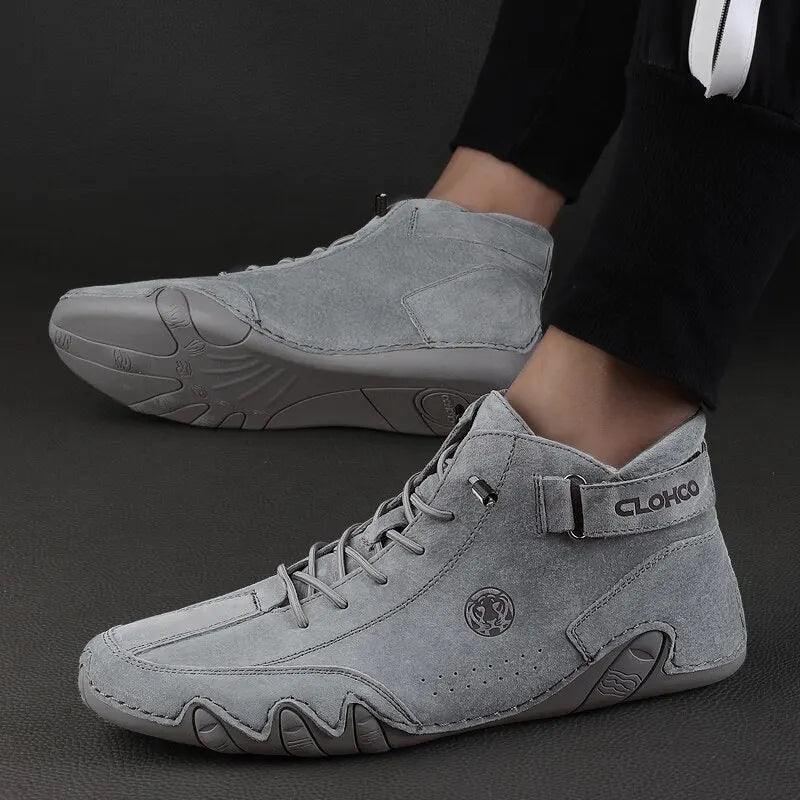 Advbridge Men's Genuine Leather Shoes Ankle Boots Men Sneakers Outdoor Light Lace-Up Casual Shoes Fashion Loafers Winter Warm Boots