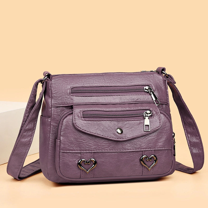 Middle-aged And Elderly People's Bag Women's Bag Crossbody Bag Soft Leather Multi-pocket Shoulder Bag Women's Mother's Bag Travel Backpack