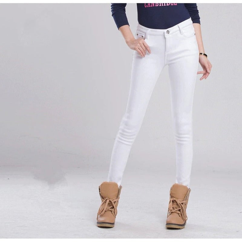 Women's Warm Thick Winter Office Jeans