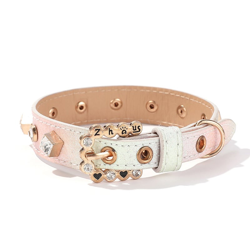Rhinestone Decor Gradient Color Dog Collar