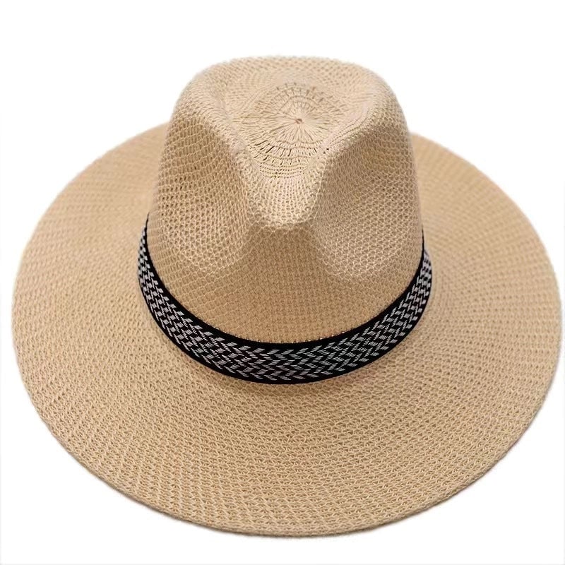Men's Minimalist Color Block Flat Eaves Straw Hat