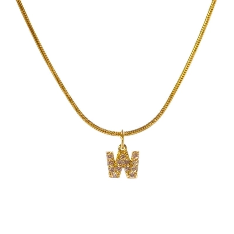 Fashion Letter Titanium Steel Plating Zircon Pendant Necklace