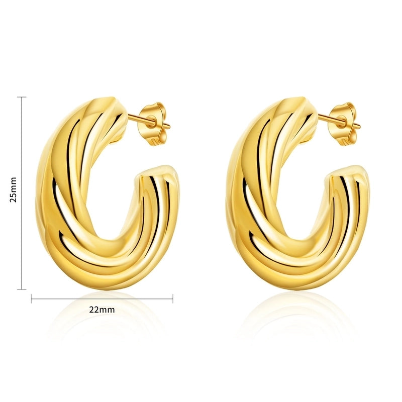 1 Pair Minimalist C Shape Polishing Stainless Steel Ear Studs