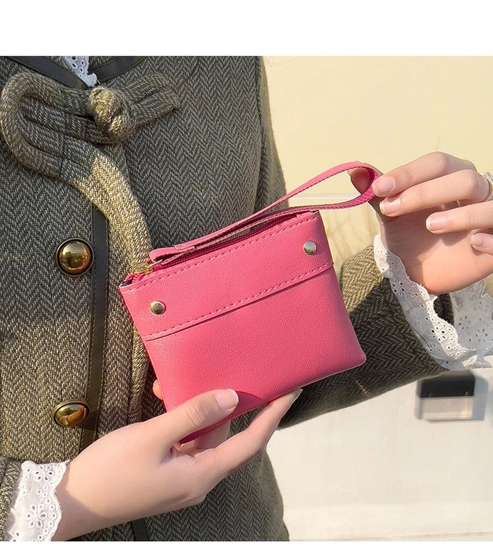 Women's Small Pu Leather Solid Color Basic Classic Style Square Zipper Coin Purse