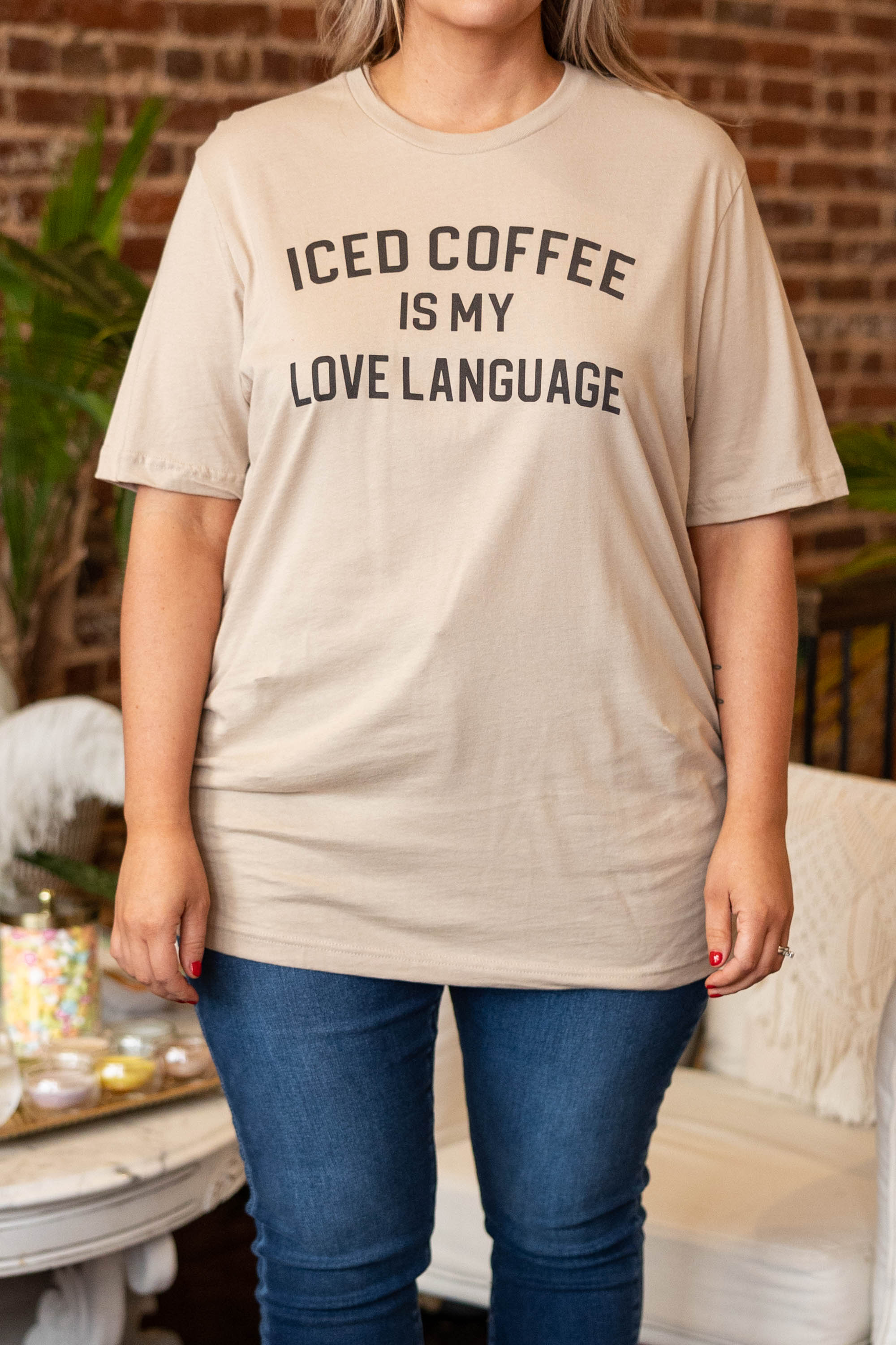 Coffee Is My Language Tee. Tan