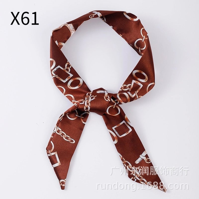 Silk Scarf Long Beveled Small Silk Scarf Double-layer Hair Belt Ribbon Decoration Tie Bag Hand Gift Box Silk Scarf