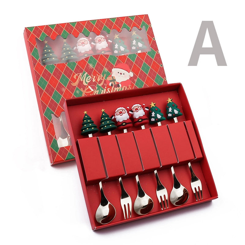 Christmas Cute Christmas Tree Santa Claus Star 304 Stainless Steel PVC Tableware 1 Piece