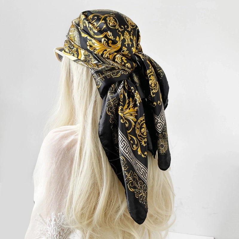 Women's Casual Printing Forest Satin Silk Scarf Kerchief Shawl