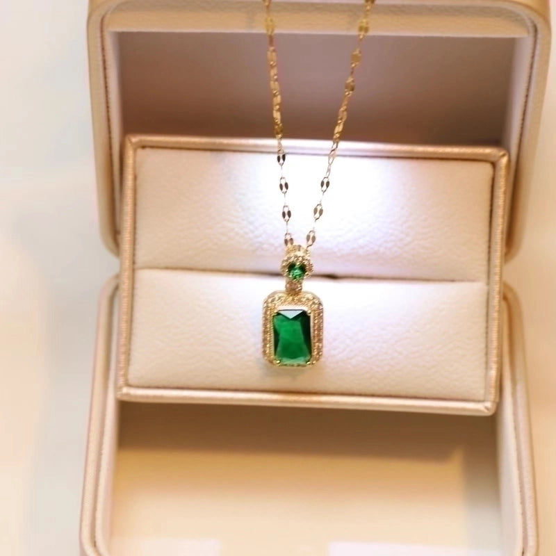 Titanium Steel Ethnic Style Inlay Square Zircon Necklace Earrings Rings