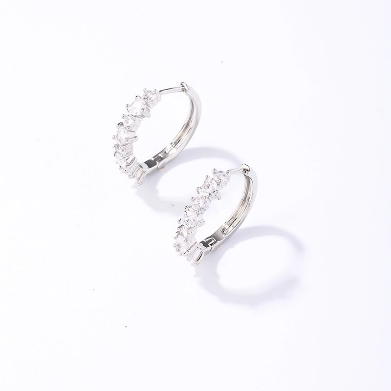 1 Pair Minimalist Solid Color Plating Inlay 304 Stainless Steel Copper Zircon Silver Plated Earrings