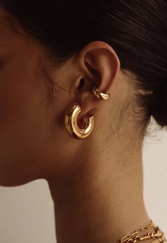 1 Pair Elegant Vintage Style C Shape Plating Stainless Steel 18k Gold Plated Ear Studs