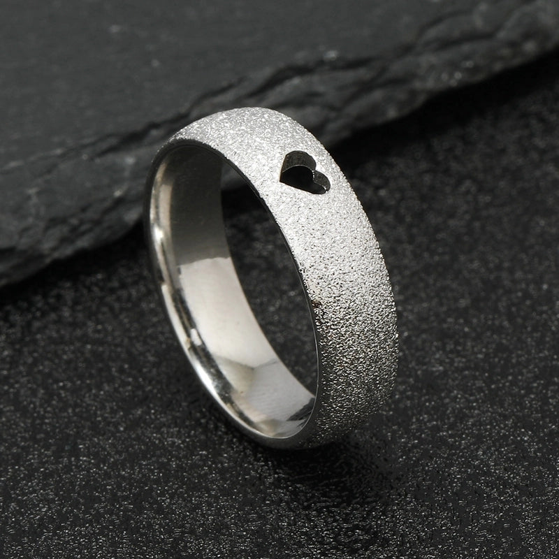 Stainless Steel Minimalist Electrocardiogram Heart Shape Plating Hollow Out Rings