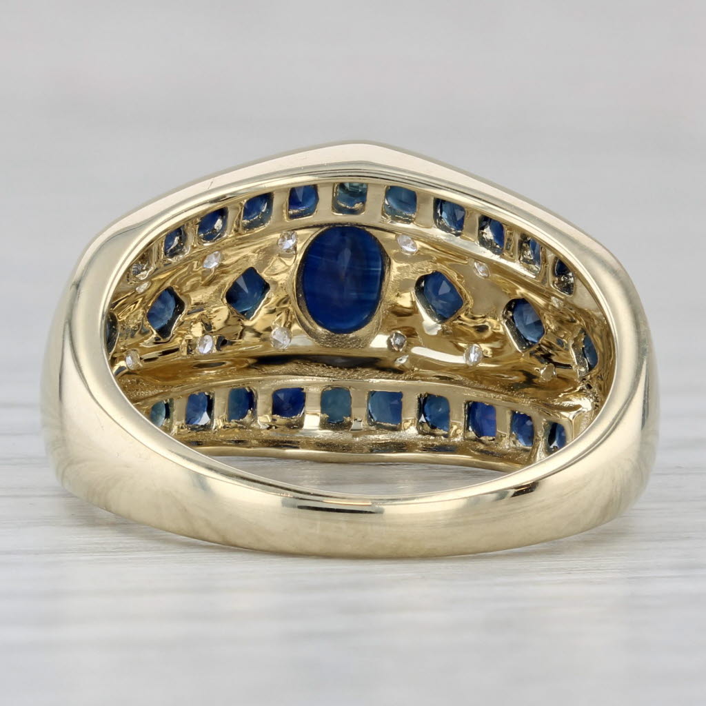 1.70ctw Blue Sapphire Ring 14k Yellow Gold Size 8 Diamond Accents