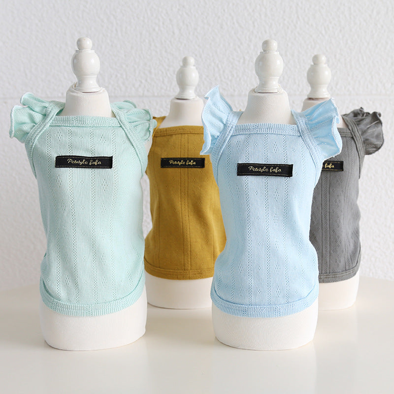 Breathable Cotton Ruffled Sleeves Dog Cat Vest