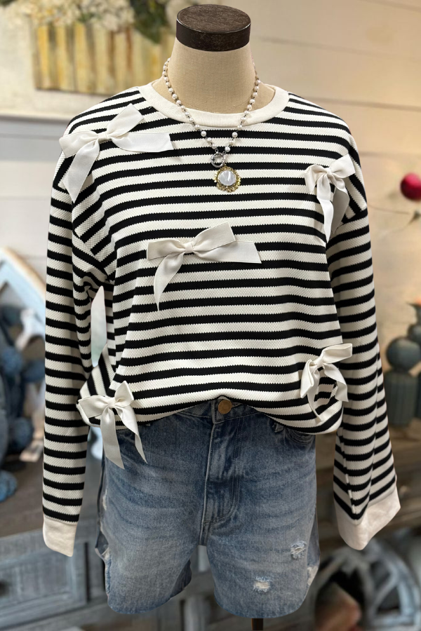 Bow Striped Sweatshirt