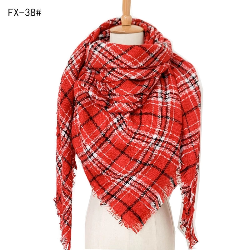Autumn And Winter New Scarf Cashmere Acrylic Black Beige Plaid Square Scarf Women's Shawl