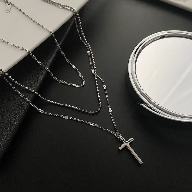 Fashion Cross Titanium Steel Titanium Steel 14K Gold Plated Gold Plated Silver Plated Metal Chain Necklace