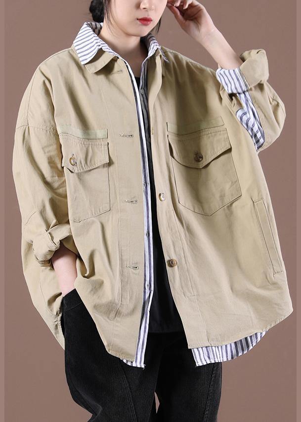2021 Spring Khaki Fake Two Coats