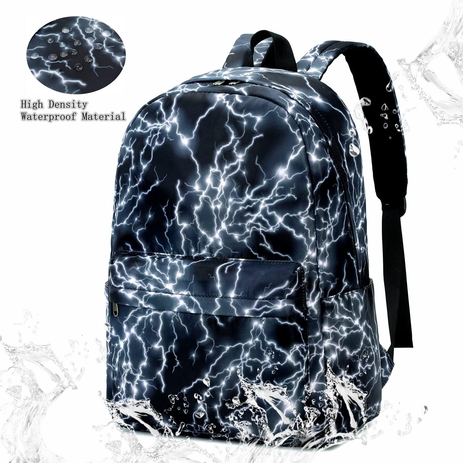 Boy School Backpack Elementary Middle Lightning Bookbag Laptop Teenager Waterproof Lightweight 17 Inches (1-Blue)