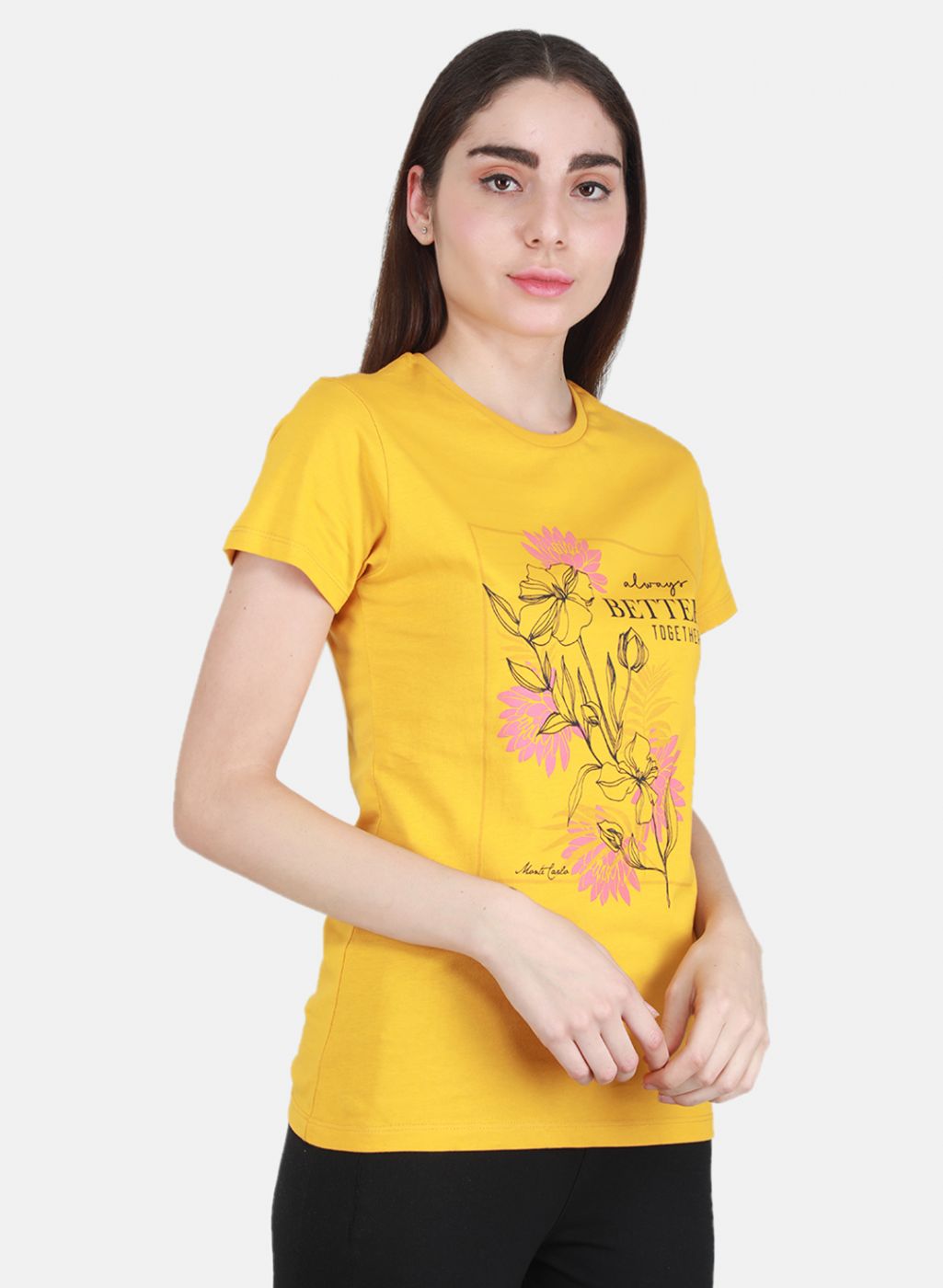 Women Mustard & Pink Printed Top 2 Pc Set