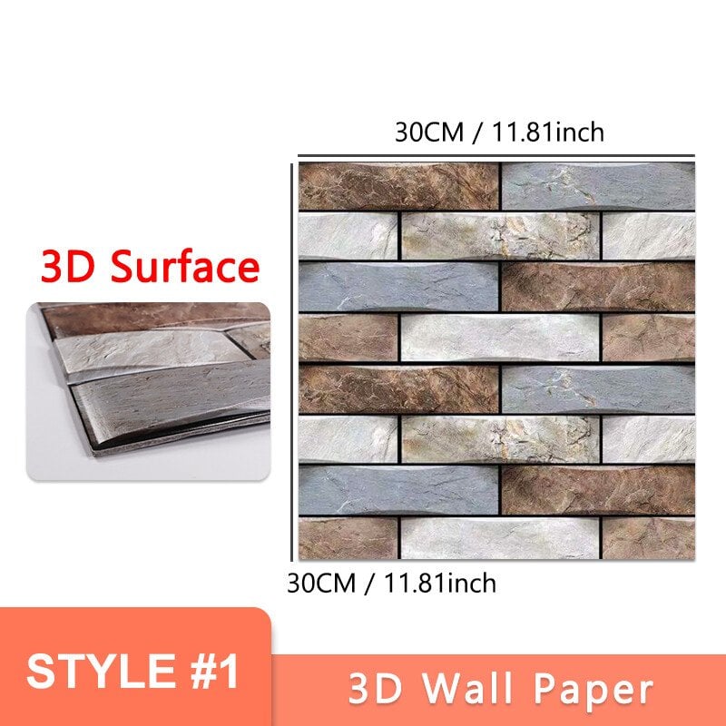 🎉2023 New Year Sale - 30% Off - 10Pcs 3D Peel and Stick Wall Tiles(12x12 inches)