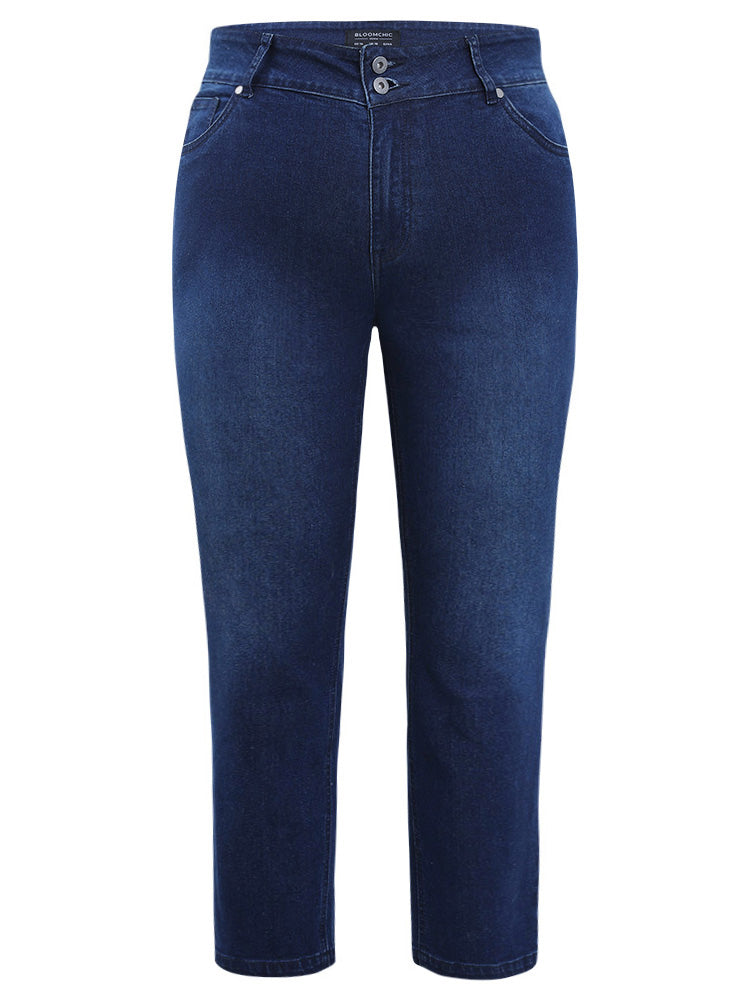 Very Stretchy High Rise Dark Wash Embroidery Back Jeans