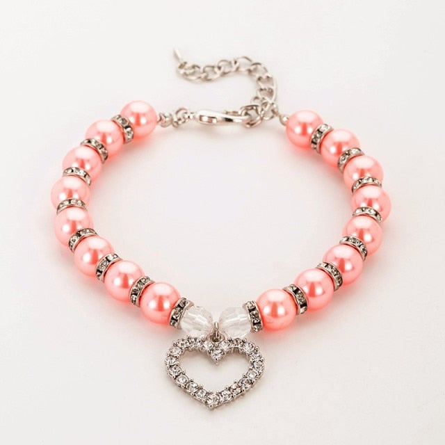 Rhinestone Pearl Dog Cat Collar Necklace