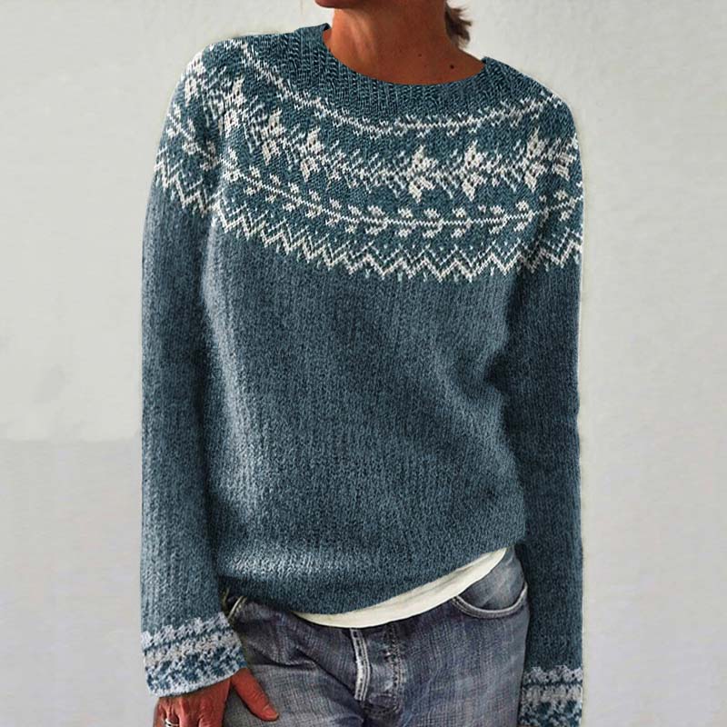 Vintage Iceland Pattern Warm Long Sleeve Sweater