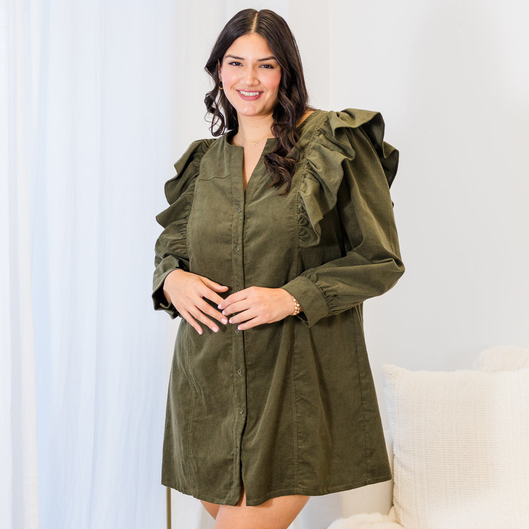 When The Night is Here Dress. Olive