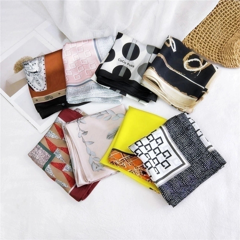 New Wild Spring Scarf To Protect The Cervical Spine  Thin Sunscreen Small Square Silk Scarf For Women