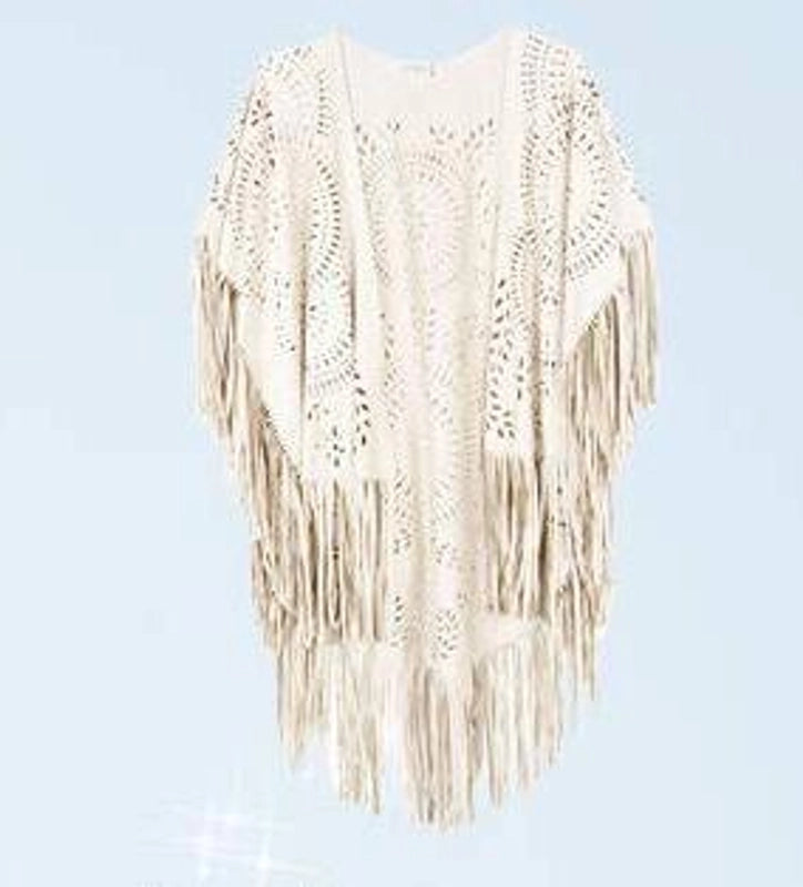Shawl Summer New Women's Top Tassel Shawl Retro Simple Suede Cape Production