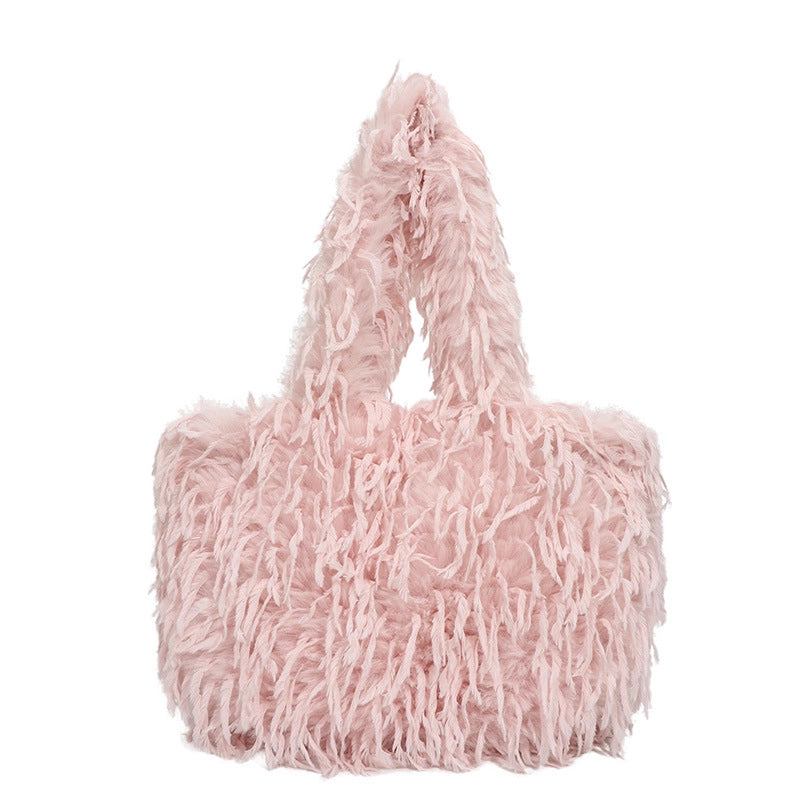 Women's Medium Plush Solid Color Streetwear Square Magnetic Buckle Shoulder Bag