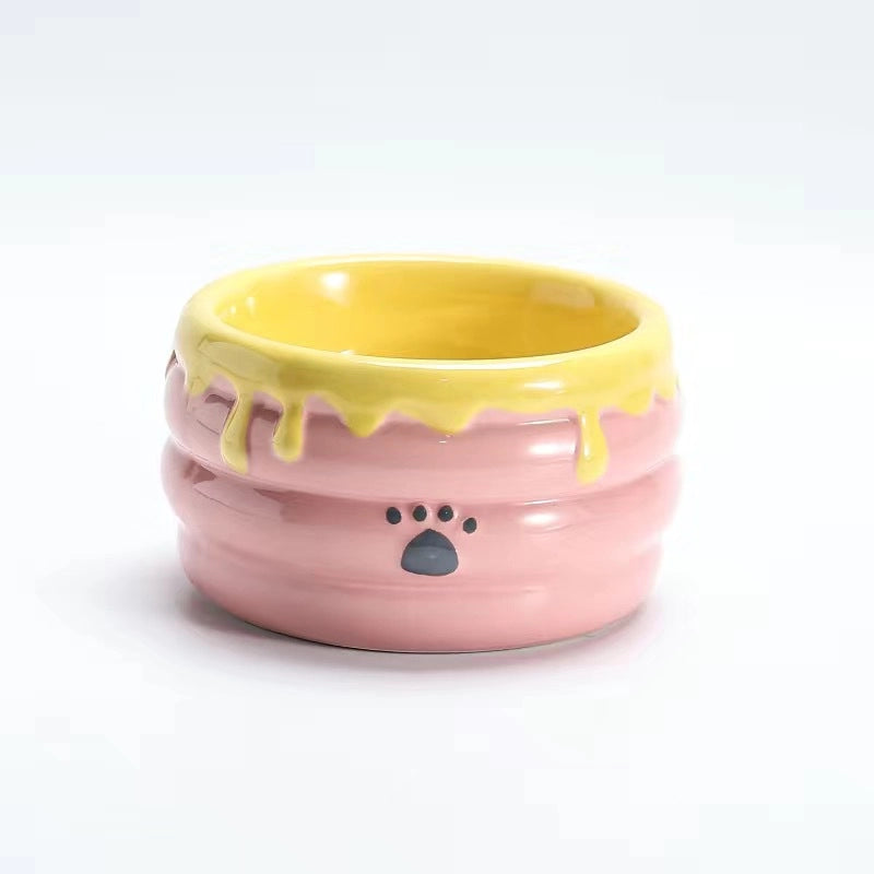 Cat Bowl Ceramic Protection Cervical Spine Drinking Bowl Pet Supplies Cute Slant Anti-overturning Dog Rice Bowl Cat Food Basin